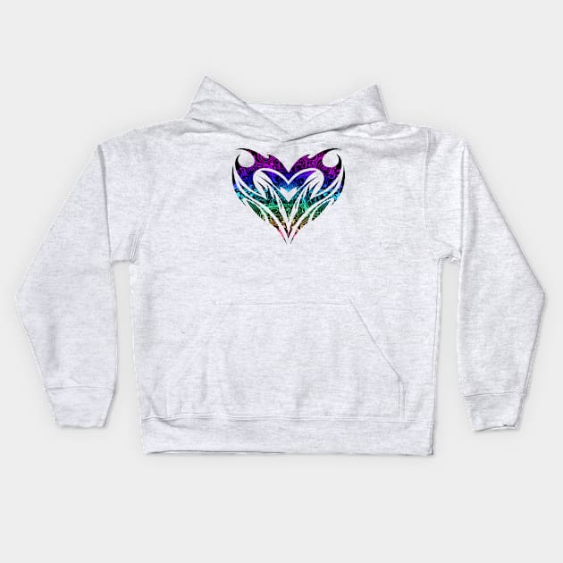 Trippy Tribal Heart Mandala Kids Hoodie by Adamhass